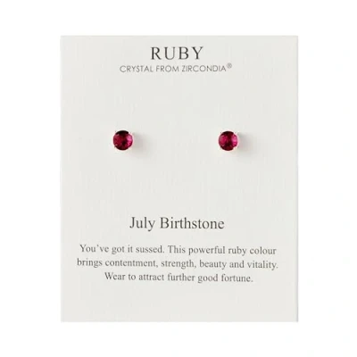 Image of Philip Jones July (Ruby) Birthstone Earrings Created with Zircondia® Crystals