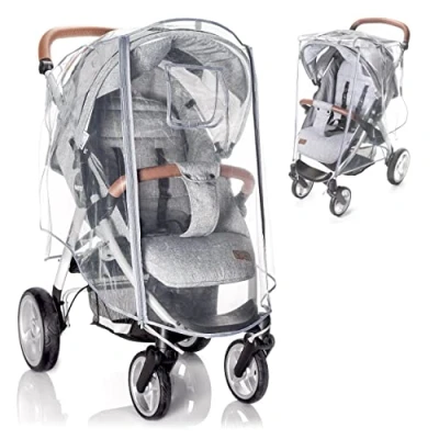 Image of Zamboo Universal Rain Cover for Pushchair and Pram with Zip Opening Raincover Pushchair, Buggy Cover, Stroller, Weather Shield Windproof Transparant