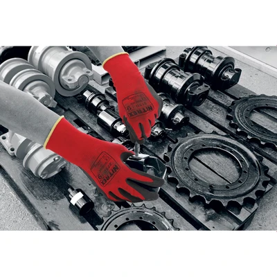 Image of Nitrex 275D Work and Safety Gloves, Bag of 10 Pairs, Size 8 General Handling Gloves with Foam Latex Palm Coating