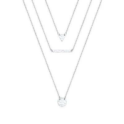 Image of Elli Women Genuine Jewellery Necklace Chain Layer Geo Kreis Hammered Trend Bloggers 925 Sterling Silver Length 40 cm