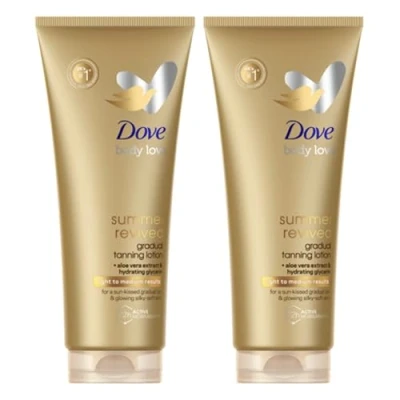 Image of Dove Summer Revived Light to Medium gradual Tanning Lotion for a tan and natural, radiant glow non‑greasy self all skin types 200 ml x2