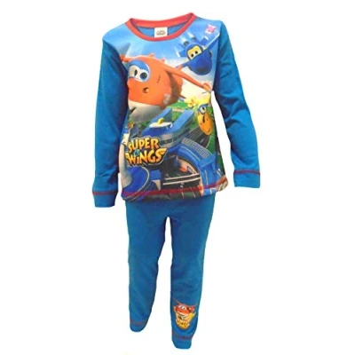 Image of Super Wings Boys Official Licensed Long Length Pyjamas Age 18 24 Months Blue