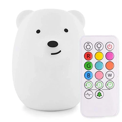Image of Tekemai Night Light for Kids, Bedside Lamp Children, Baby Nursery Breastfeeding Safe, Break Resistant, Eye Caring, Adjustable Brightness &amp; Color, Touch Control, Child Gift Medium Bear