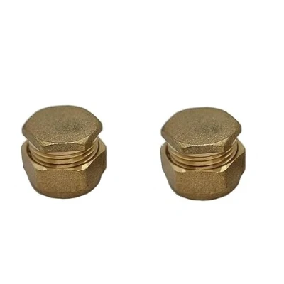 Image of TC Brass Compression Stop End Blank Cap 15mm for Copper Pipe Pack of 2