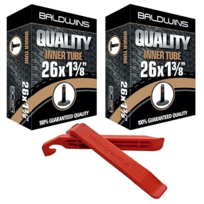 Image of PAIR 26&quot; x 1 3/8&quot; Baldwins Cycle/Bike Inner Tubes Schrader/Car Type Valves (Pack of 2)
