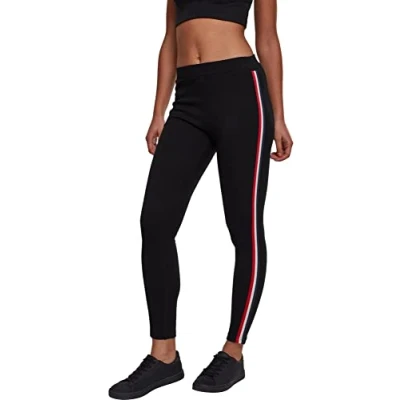 Image of Urban Classics Women&#039;s Tb1936 ladies 3 Tone Tape Leggings, Multicoloured (Black/Firered/White/Navy 01320), S