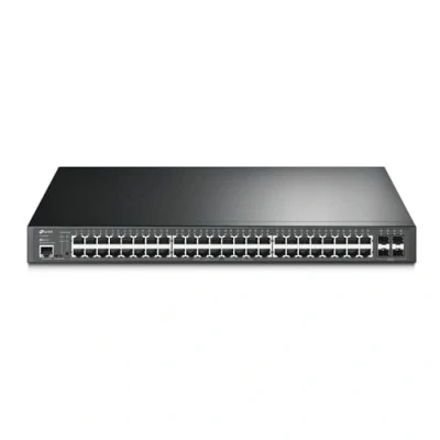 Image of TP Link JetStream 52 Port Gigabit L2+ PoE+ Managed Rackmount Switch with 4x SFP Slots, Black
