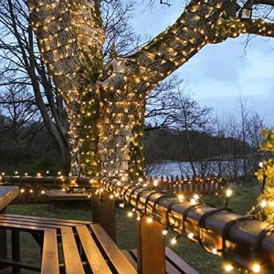 Image of Festive Lights ConnectPro Outdoor LED String Fairy Connectable IP65 Rubber Black Cable Wedding, Christmas, Garden, Commercial, Party (Warm White w/Plug, 90m)