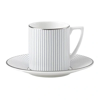 Image of Wedgwood Jasper Conran at Pinstripe Coffee Cup &amp; Saucer, White with Platinum Stripes (1057995)