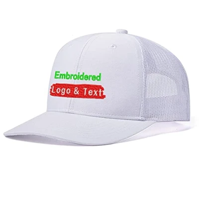 Image of PrimeDealsDay Custom Logo Embroidered 112 Trucker Hats for Men Adjustable Snapback Mesh Cap Great Outdoors Baseball White