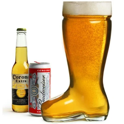 Image of bar@drinkstuff Giant Glass Beer Boot 3.5 Pint / 2 Litres Case of 6 Bierstiefel,