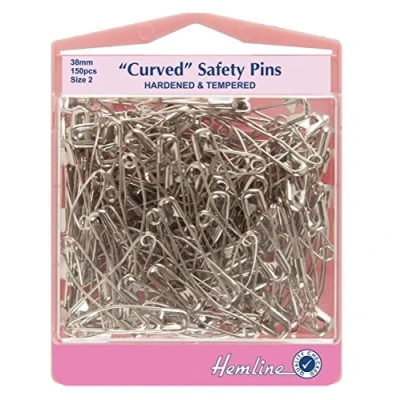 Image of Nickel Hardened Tempered Curved Safety Pins 38mm Size 2 150 H418.2.150