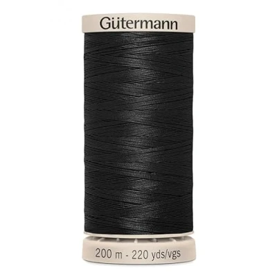 Image of Gutermann Hand Quilting Waxed Sewing Thread 200m Black 5201 Each