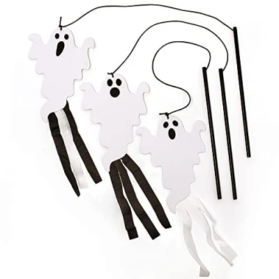 Image of Baker Ross FX181 Dangling Spooky Ghost Kits Pack of 8, Kids Halloween Toy Craft Kit, Play Arts and Crafting Kits,