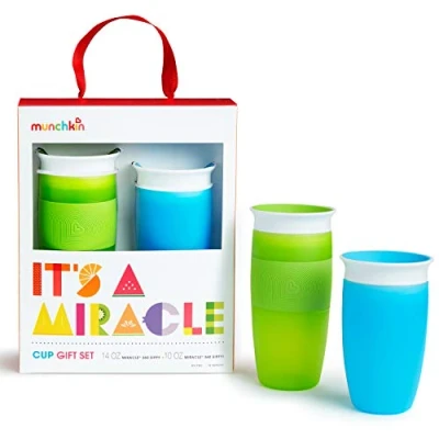 Image of Munchkin® It&#039;s a Miracle! 360 Sippy Cup Gift Set, Includes 10oz &amp; 14oz Miracle® Cup, Blue/Green