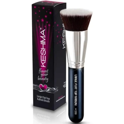 Image of Large Flat Top Kabuki Foundation Brush By Keshima Premium Makeup for Liquid, Cream, and Powder Buffing, Blending, Face Brush, 4.0 cm Diameter