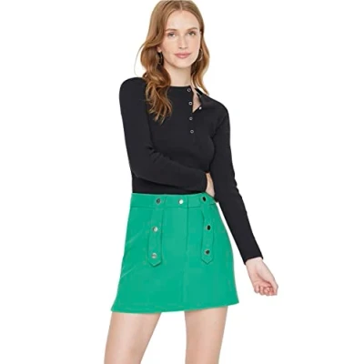 Image of Trendyol Women Basics Mini Bodycon A line Woven Skirt Green