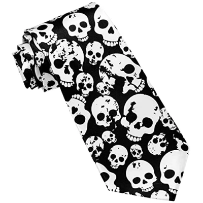 Image of Satin Skull Neckties Accessory for Halloween Fancy Dress
