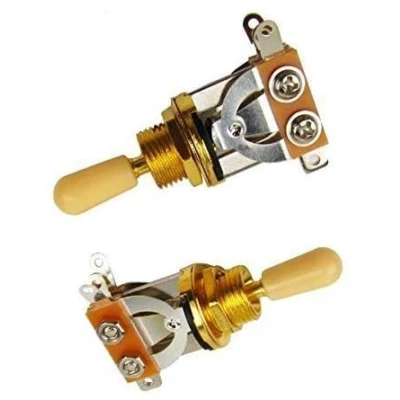 Image of Kosiy Metric 3 Way Short Straight Guitar Toggle Switch Pickup Selector for Epiphone Les Paul Electric Guitar,Gold Top with Cream Tip(Pack of 2)