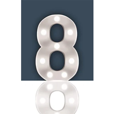 Image of Battery Operated 3D LED Number Light Perfect for use as a Night or at Weddings and Parties (Number 8)