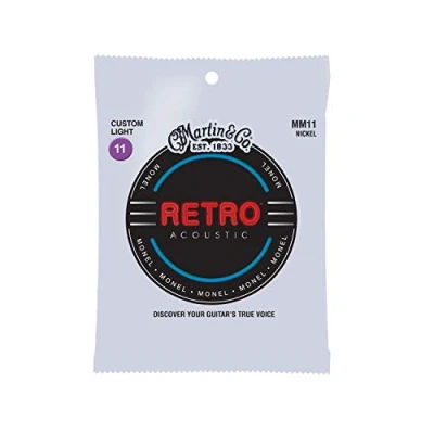 Image of C.F Martin retro strings for acoustic guitar. MM11 Custom Light (11 52), silver