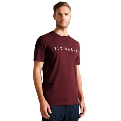 Image of Ted Baker London Broni Short Sleeve Tee Shirt in Maroon Size 3 UK 38 Medium