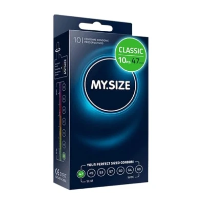 Image of MY.SIZE Classic Condoms Size 1 I 47 mm Width 10 Pieces Standard Pack Premium Extra Thin True to Touch Gossamer 0.07 Wall Thickness Vegan for Men