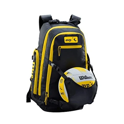 Image of Wilson Unisex Avp Backpack Ye Volleyball, Black Yellow, Uni UK