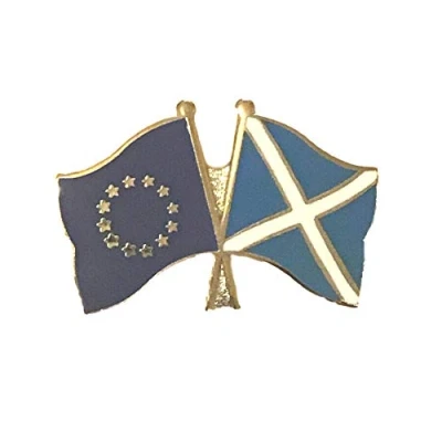 Image of Scotland &amp; EU European Union Friendship Flags National Enamel Lapel PIN Badge