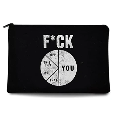Image of Color Printed Zip Canvas Pouch Makeup Bag Make Up Bag, Cosmetic Travel Bag,Toiletry Bag,Organizer Bags,Toiletry Bags, Bride Bridesmaid Bag,Pencil Bag,Wash Bag,Coin Purse (F*ck)