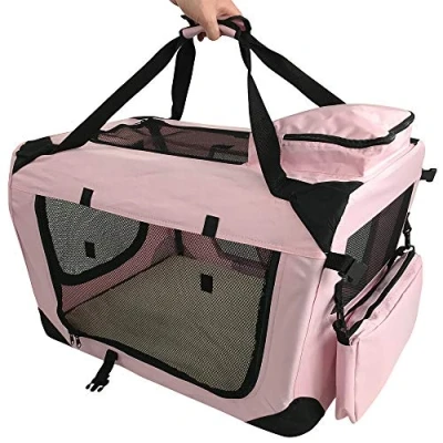 Image of RayGar Pet Carrier Soft Crate Portable Foldable Fabric Pink Medium
