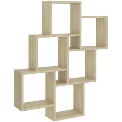 Image of vidaXL Wall Cube Shelf Sonoma Oak 78x15x93 cm Engineered Wood