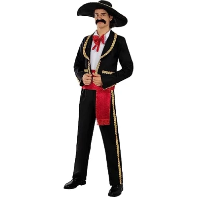 Image of Funidelia Mariachi Costume for man Sugar skull, Day of the Dead, Horror adults accessory fancy dress &amp; props Halloween, carnival parties Size S Black