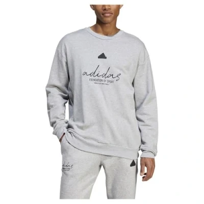 Image of adidas Men&#039;s BRAND LOVE FRENCH TERRY SWEATSHIRT, MEDIUM GREY HEATHER, S