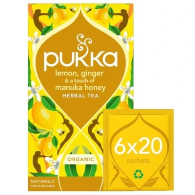 Image of Pukka Herbal Teas Tea Organic Lemon Ginger and Manuka Honey 20 Bags Case of 6