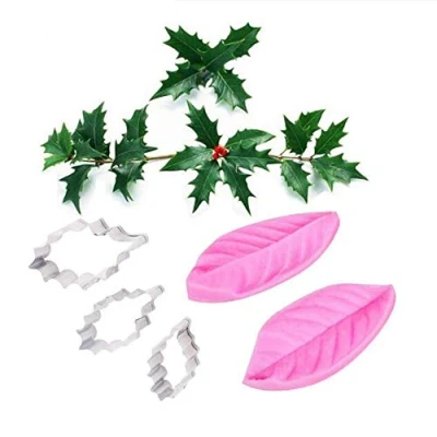 Image of Flower Leaf Petal Veiner Cutter Silicone Molds Stainless Steel Fondant Set, Cake Decorating Toosl Cookie Baking Mould,Bakeware Sugarcract Chocolate Gumpaste