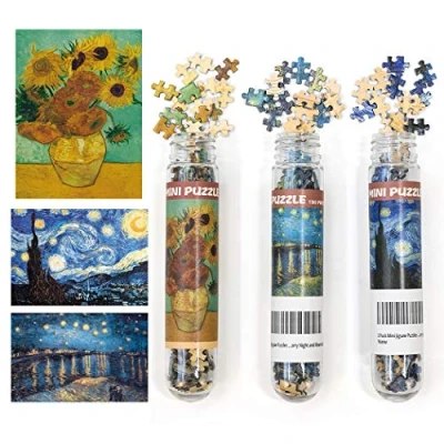 Image of 3 Pack Mini Jigsaw Puzzles 150 Pieces For Adults Small Puzzle 6 x 4 Inches Entertainment Toys Home Decor (Starry Night, Rhone River, Sunflower)