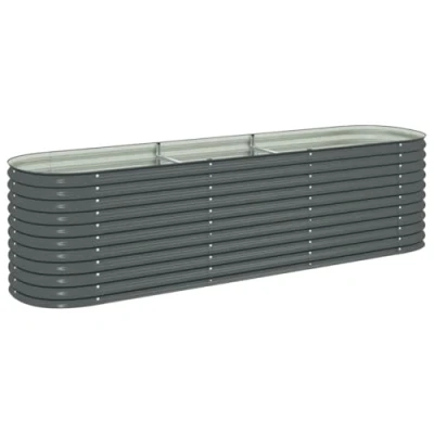 Image of vidaXL Galvanised Steel Garden Raised Bed, Large 320x80x81 cm, Grey, Easy Assembly, Outdoor Durable Planter Rectangle Shape