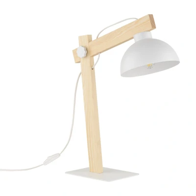 Image of Oslo Desk Task Lamp White, Pine 1xE27