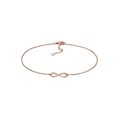 Image of Elli Women&#039;s 925 Sterling Silver Rosegold Plated Infinity Love Anklet 25cm length