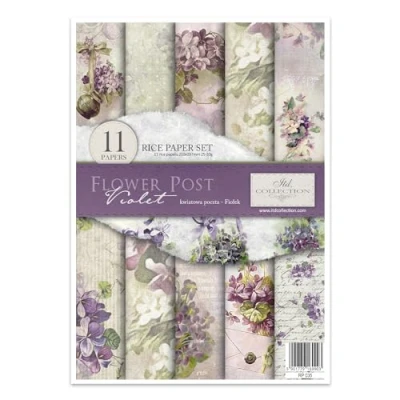 Image of ITD Collection Rice Paper Creative Set, A4, for Decoupage, Sheets 29.7 x 21 cm, Multi Coloured (Flower Post Purple)