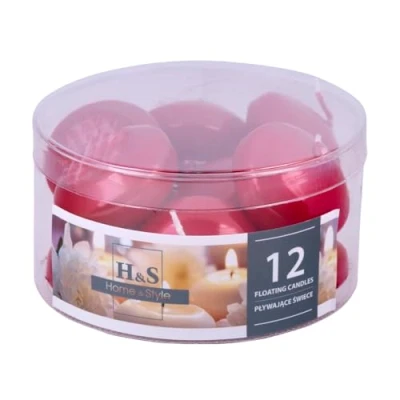 Image of DONAU Home Set Lacquered Floating Candles/Metallic Red / 12 Pieces 2.8 x Diameter 4.8 cm 4 Hours Burning Time/Floating Candle Wax Sans Perfume/Floating Warm Tea Lights Candles/for Dinner,