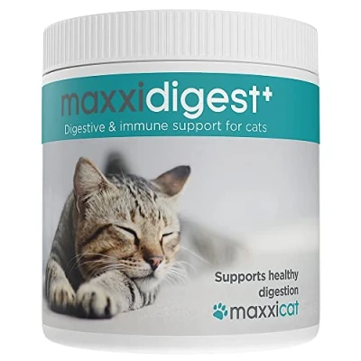 Image of maxxipaws maxxidigest+ Digestive and Immune Support Supplement for Cats with Probiotics, Prebiotics Enzymes Powder 90 g