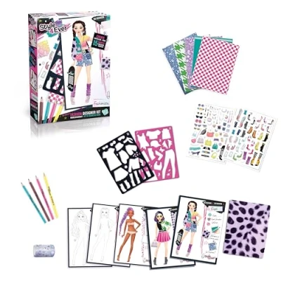 Image of Style for Ever Designer Fashion Kit, Real Fabric, Stencils, Printed Sheets, Stickers and More!
