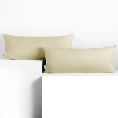 Image of DecoKing 2 x Pillowcases 40 120 cm Jersey Cotton Zip Beige Amber