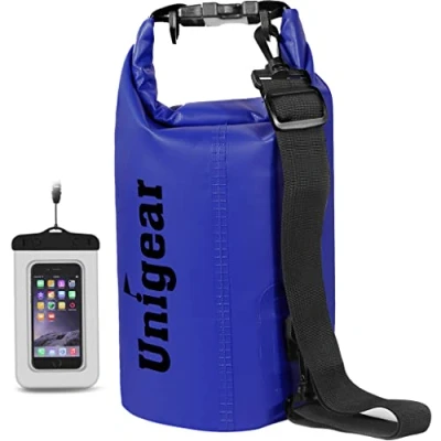 Image of Unigear 5L/10L/20L/30L/40L Dry Bag Sack with Waterproof Phone Case and Long Adjustable Shoulder Strap for Boating, Kayaking, Fishing, Rafting, Swimming, Camping Snowboarding (Blue, 10L)