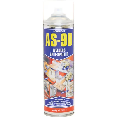 Image of Pack Of 3 Action Can AS 90 Welders Anti Spatter Fluid Spray Multi Use 400g wire feed lubricant, and post weld corrosion inhibitor