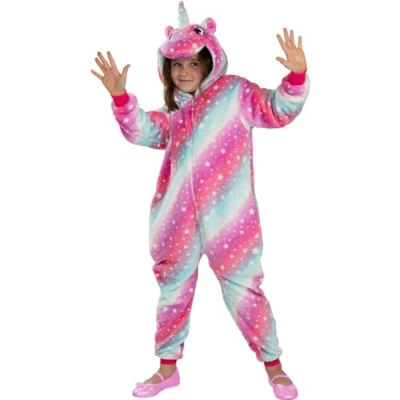 Image of Funidelia Multicolour Unicorn Onesie Costume for girl kids, accessory fancy dress &amp; props Halloween, carnival parties Size 10 12 years