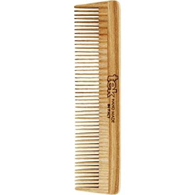 Image of TEK Ash Wood Thick Teeth Comb Handmade in Italy, for Short and Fine Hair 14 x 3.6 cm