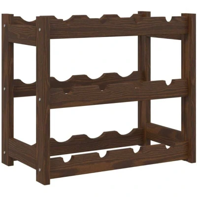 Image of vidaXL Wine Rack for 12 Bottles Brown Solid Wood Pine